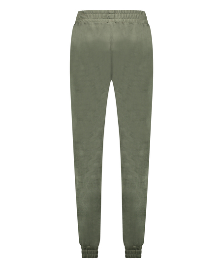 Velour Jogging Pants Pin-tucked, Green
