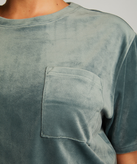 Top Velours Pocket, Green