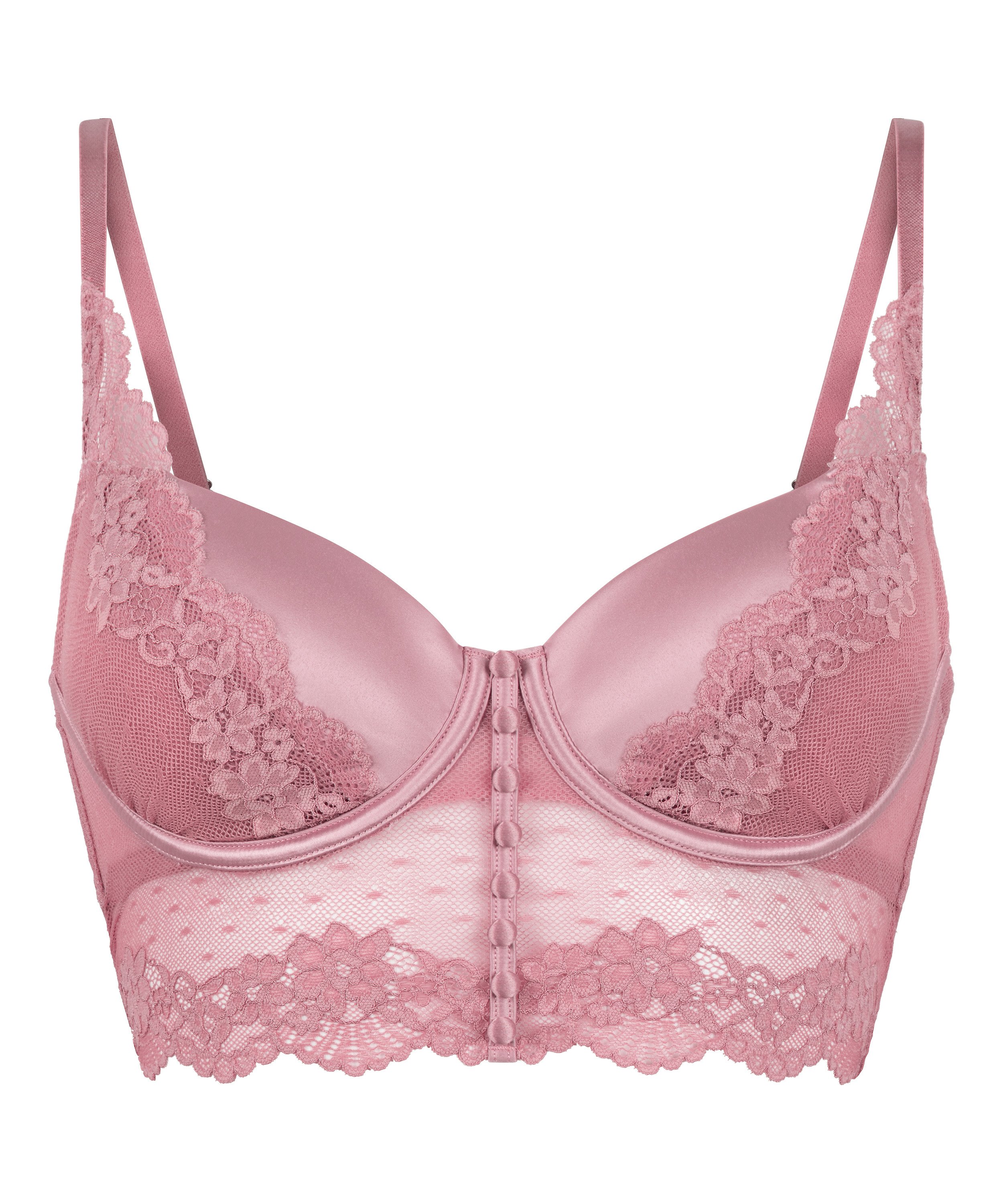 Laila Padded Underwired Longline Bra, Pink, main