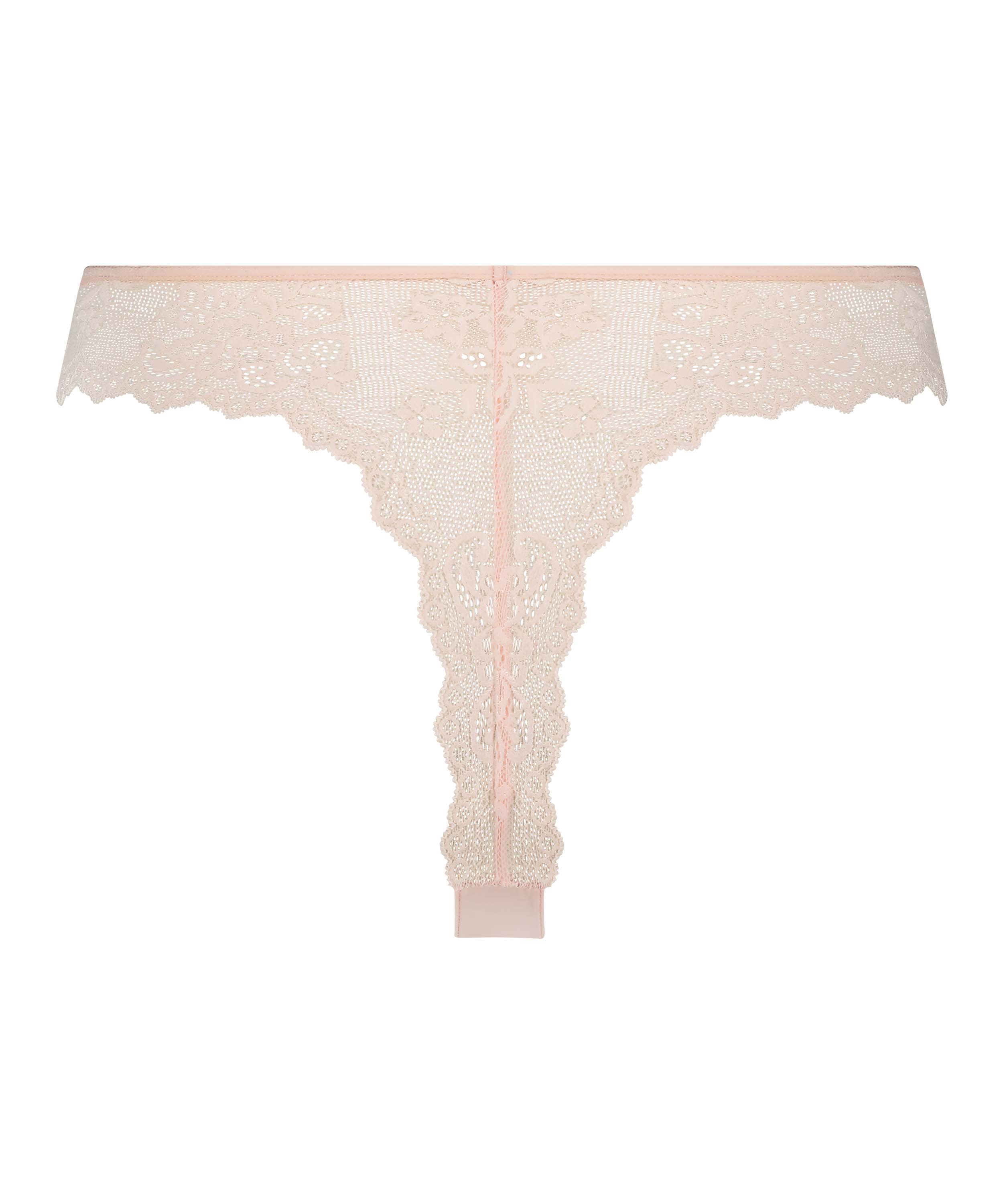 Lace Back Invisible Thong, Pink, main
