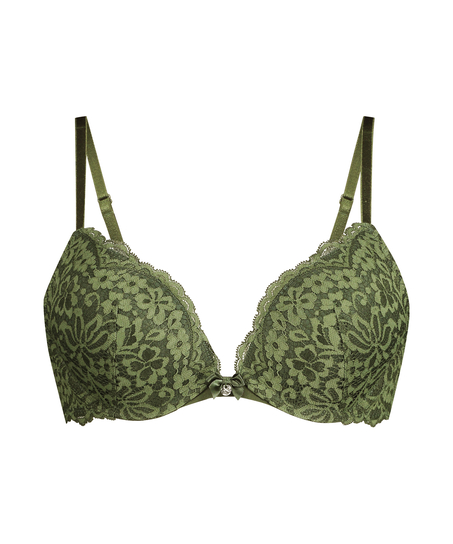 Rose padded push-up bra, Green