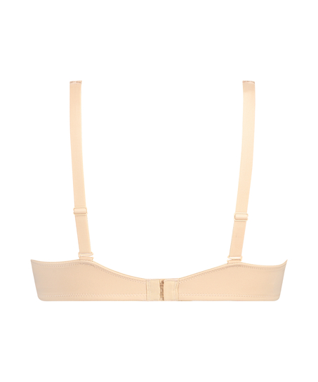 Satin Fleece Non-Padded Underwired Bra, Beige