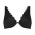 Scallop non-padded underwired bikini top, Black