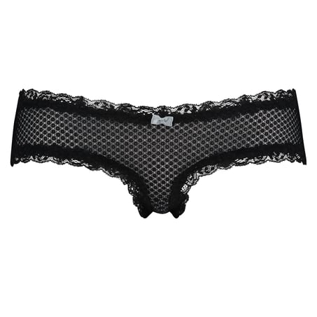 V-shaped Brazilian knickers mesh, Black