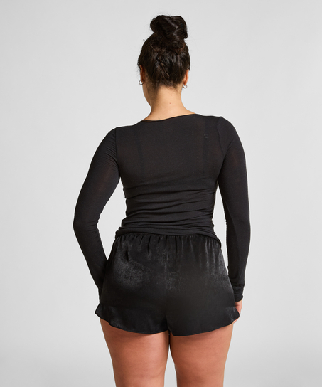 super soft Boatneck shirt with Cashmere, Black