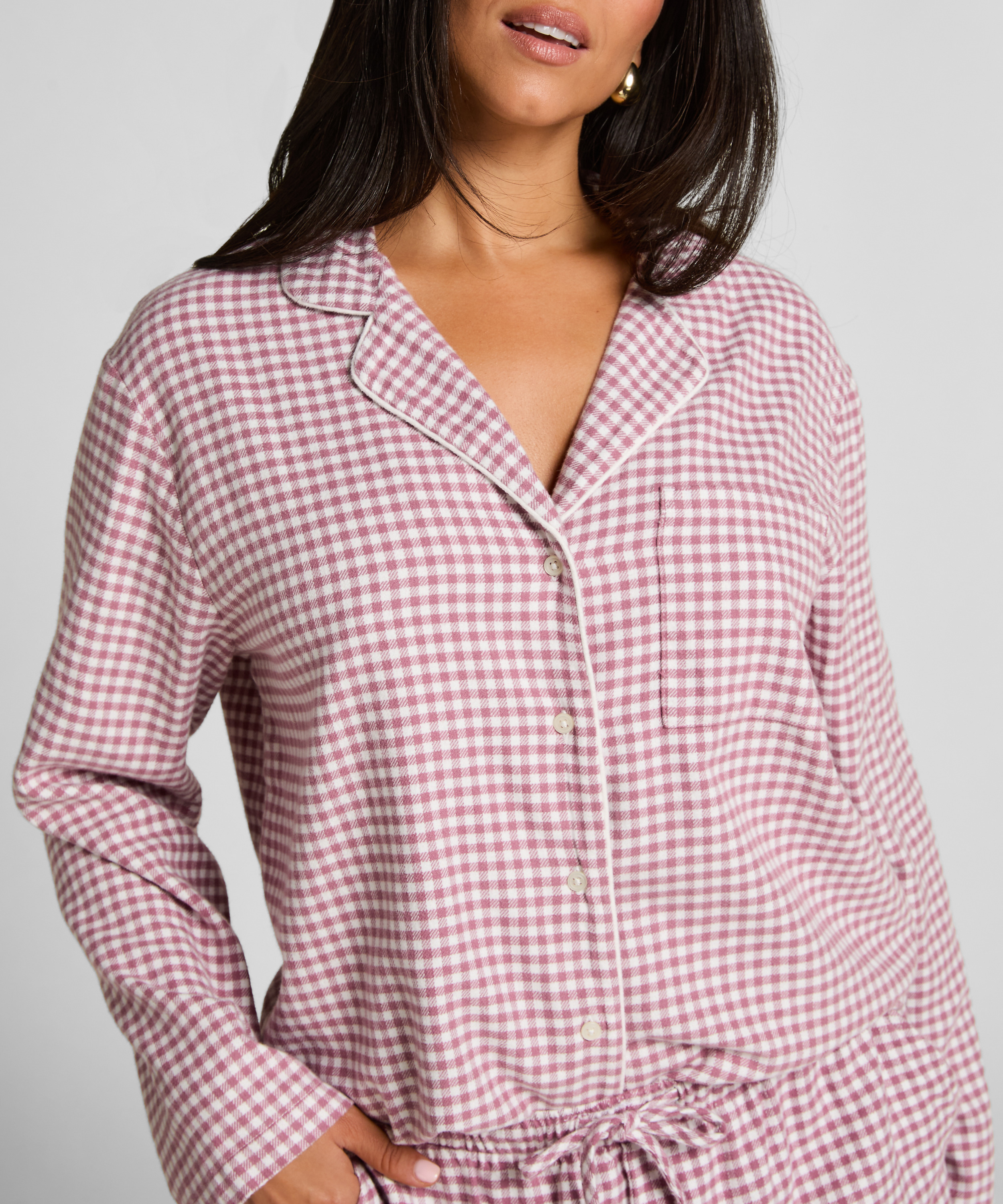 Essentials Flannel Pyjama Top, Purple, main