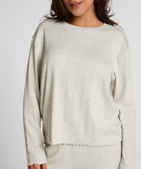 Pyjama Top Loose Pointelle, Grey