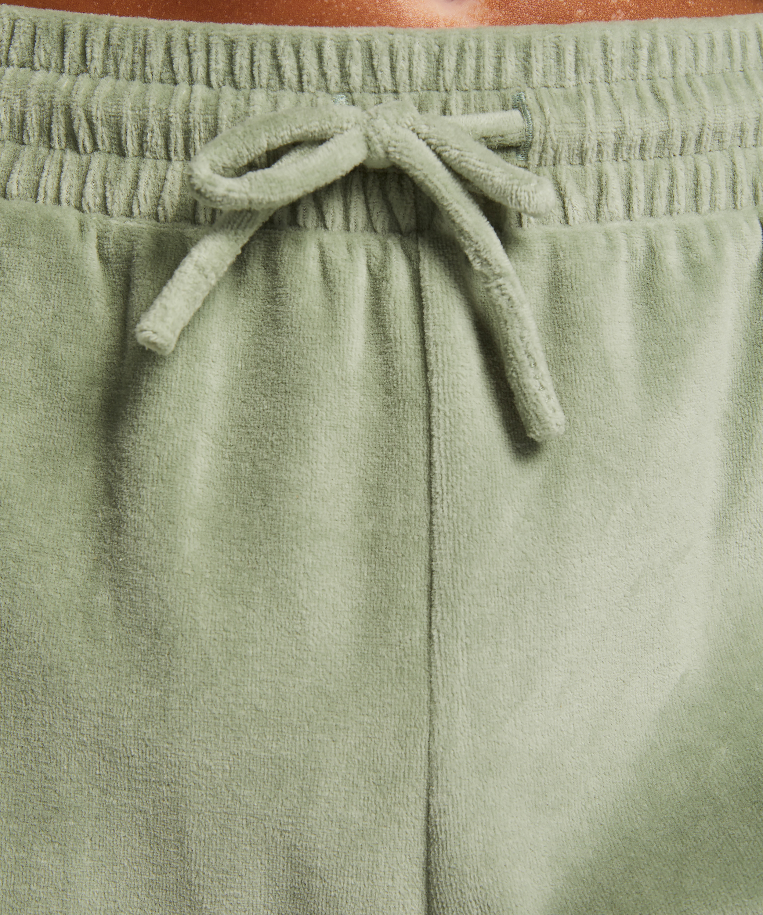 Velours Pyjama Pants, Green, main