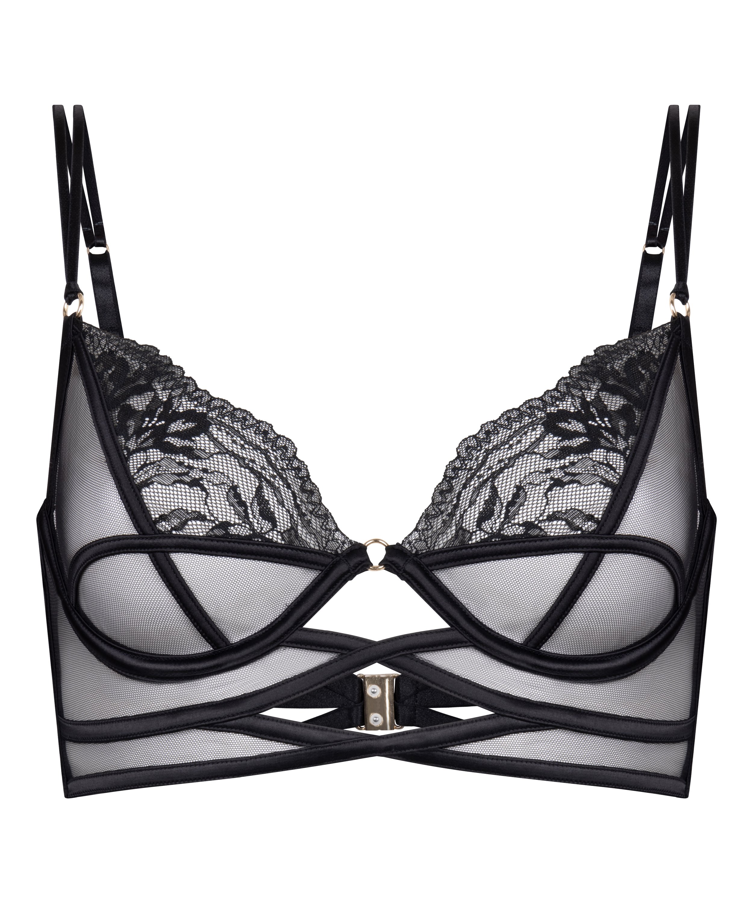 Amel Non-Padded Underwired Longline Bra, Black, main
