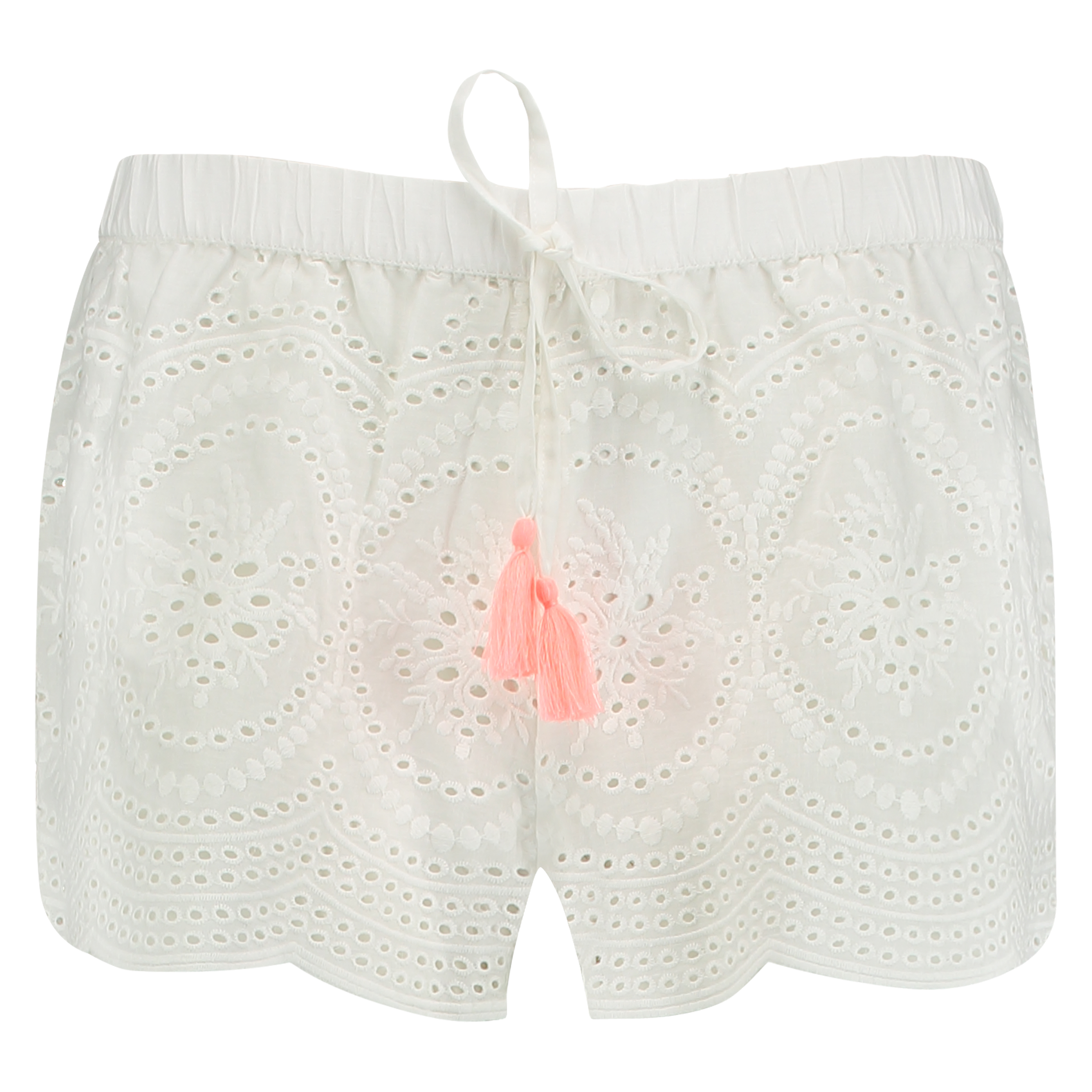 Broderie Anglaise Pyjama Shorts, White, main