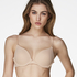 Transparent Back Padded Strapless Underwired Push-Up Bra, Beige