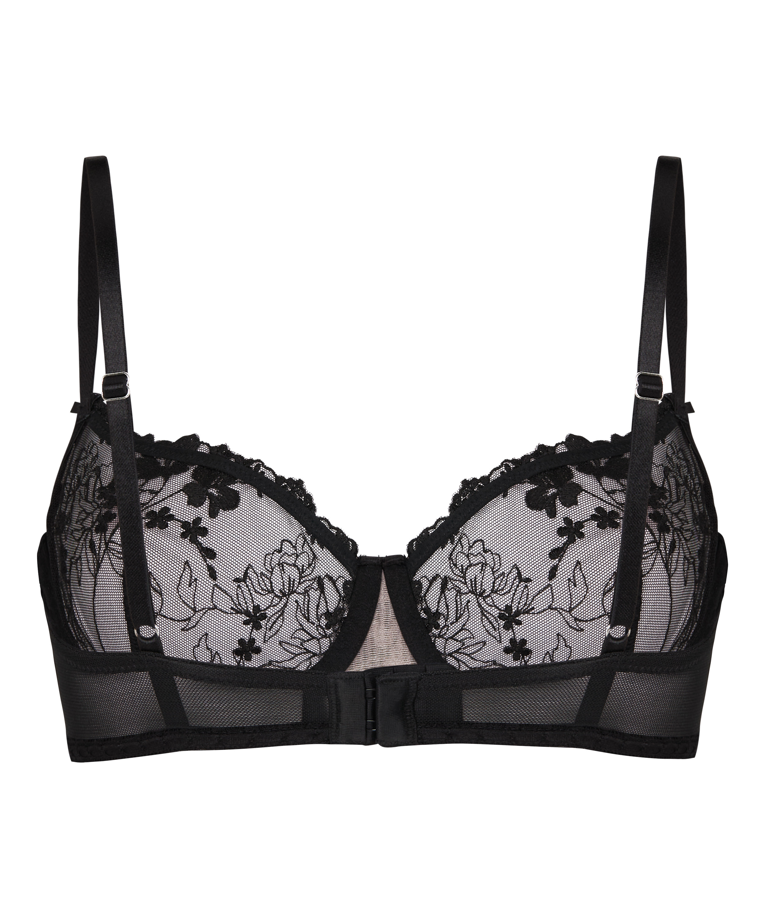 Peonie Non-Padded Underwired Bra, Black, main