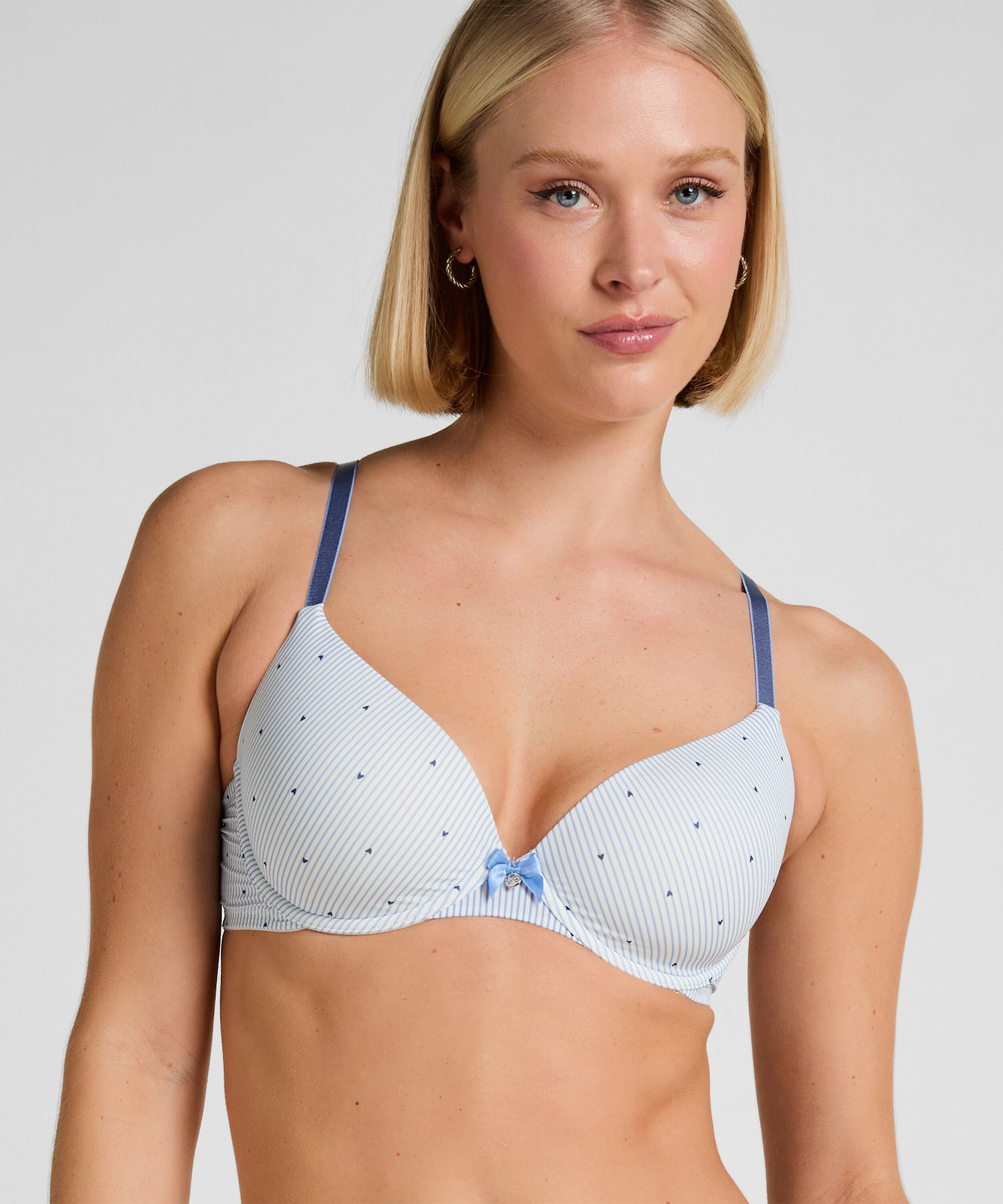 Plunge Padded Underwired Bra, Blue