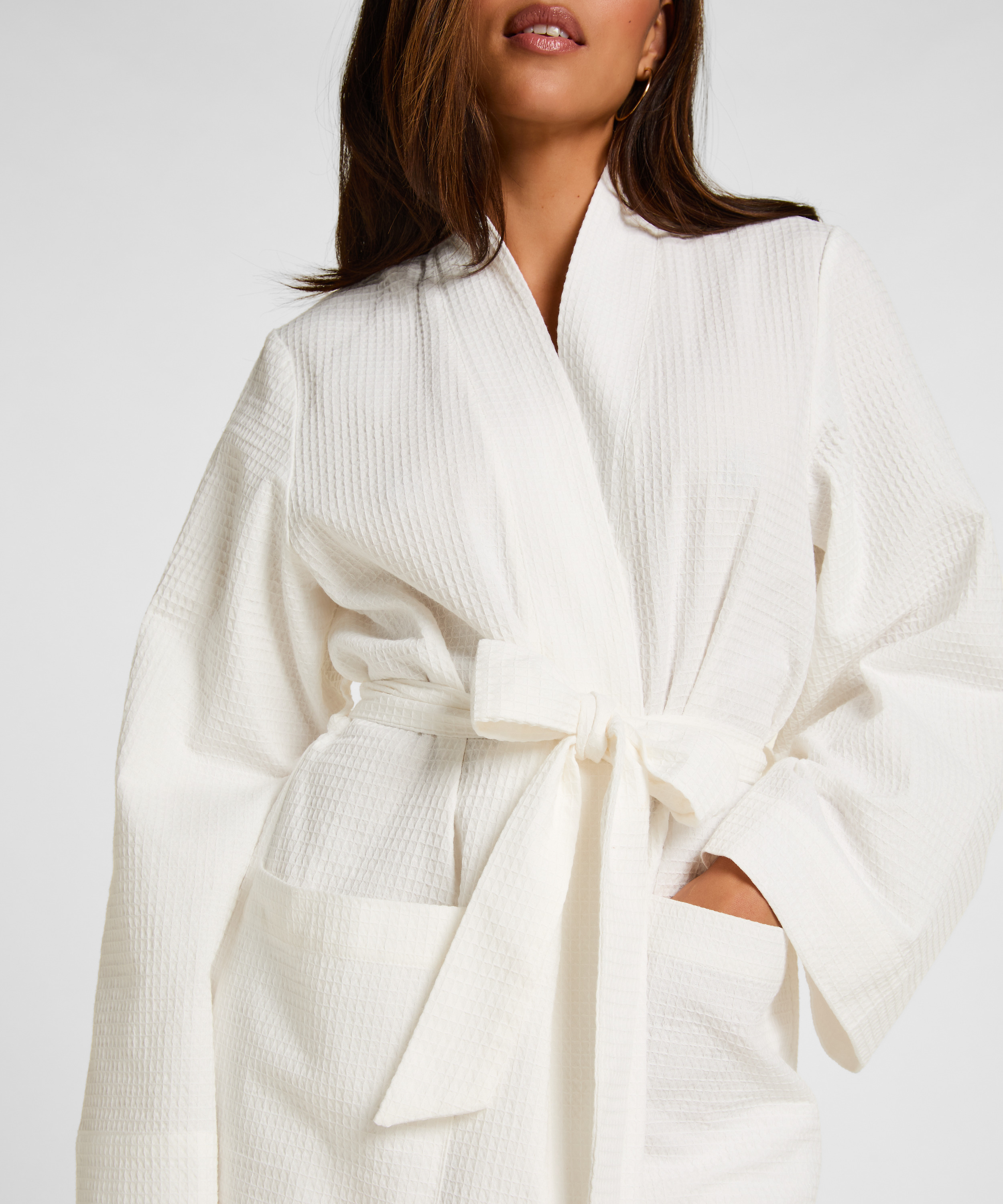 Waffle Bathrobe, White, main