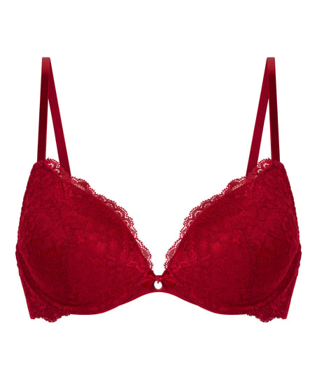 Marine Padded Push-Up Underwired Bra, Red
