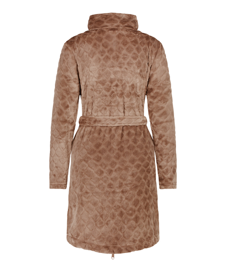 Fleece Zip Bathrobe, Brown