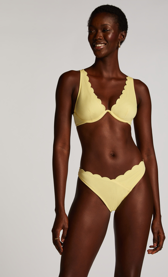 Scallop Non-Padded Underwired Bikini Top, Yellow