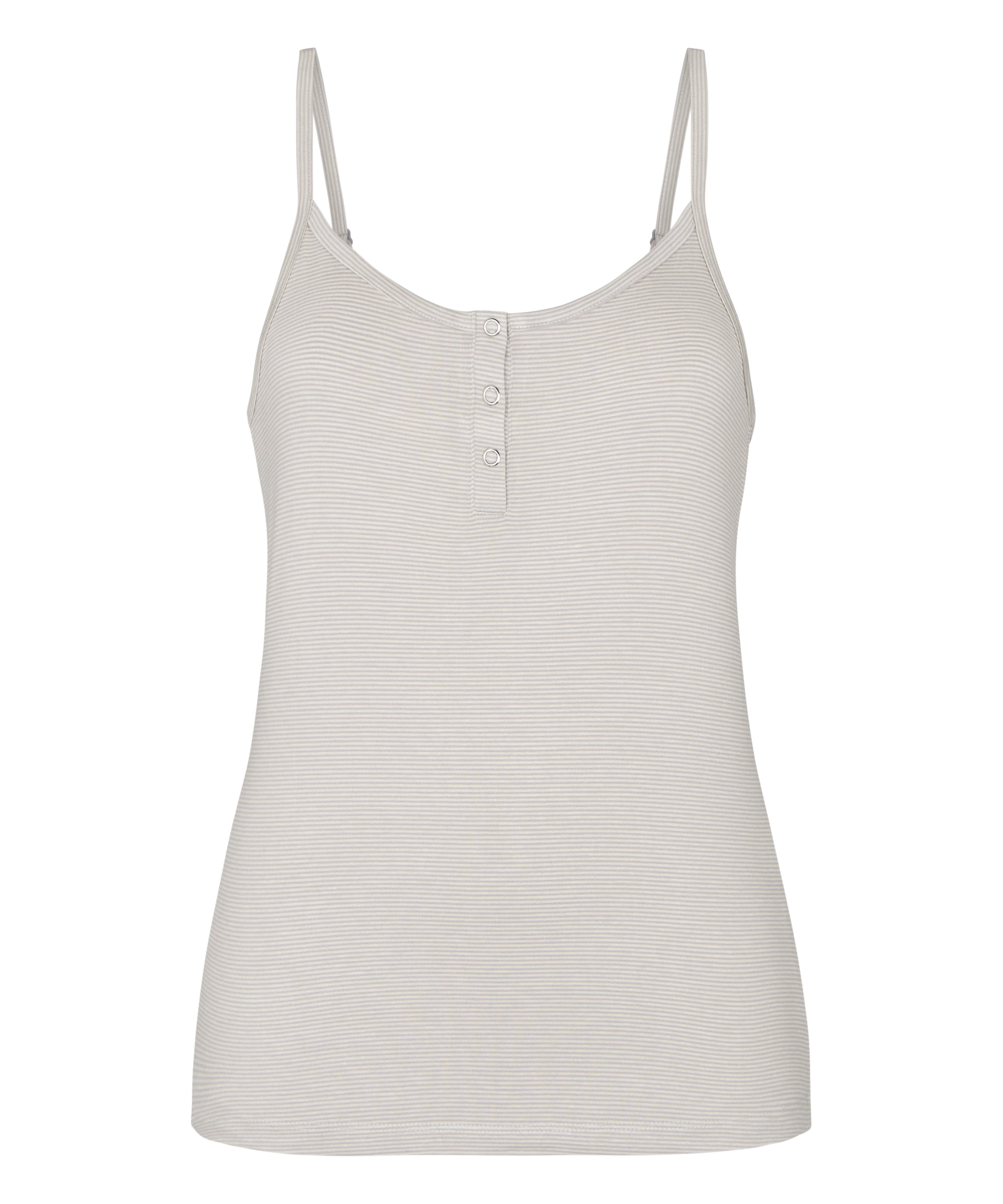 Pyjama Cami Striped Henley, Gray, main