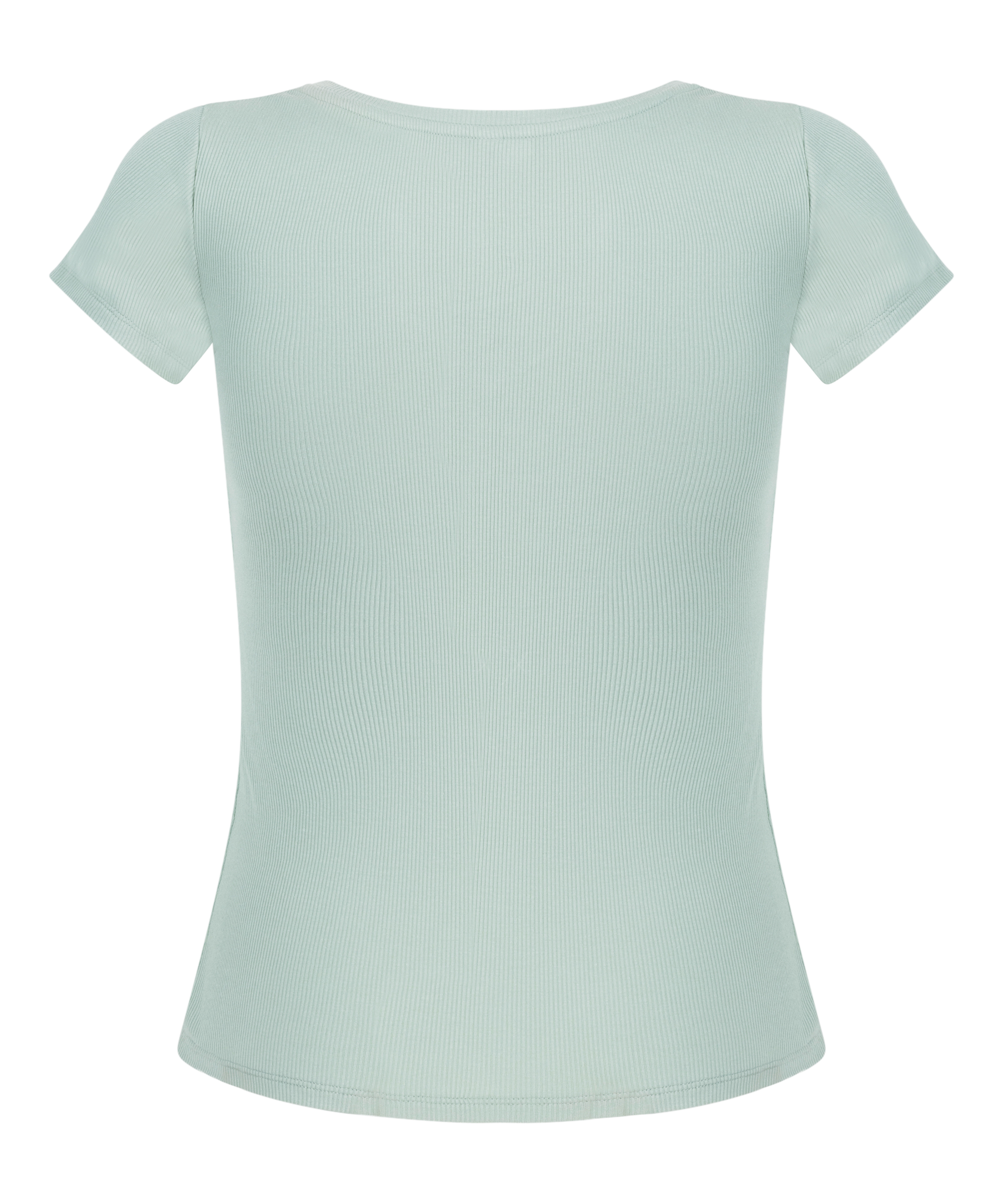 Ribbed Jersey Short-Sleeved Pyjama Top, Green, main