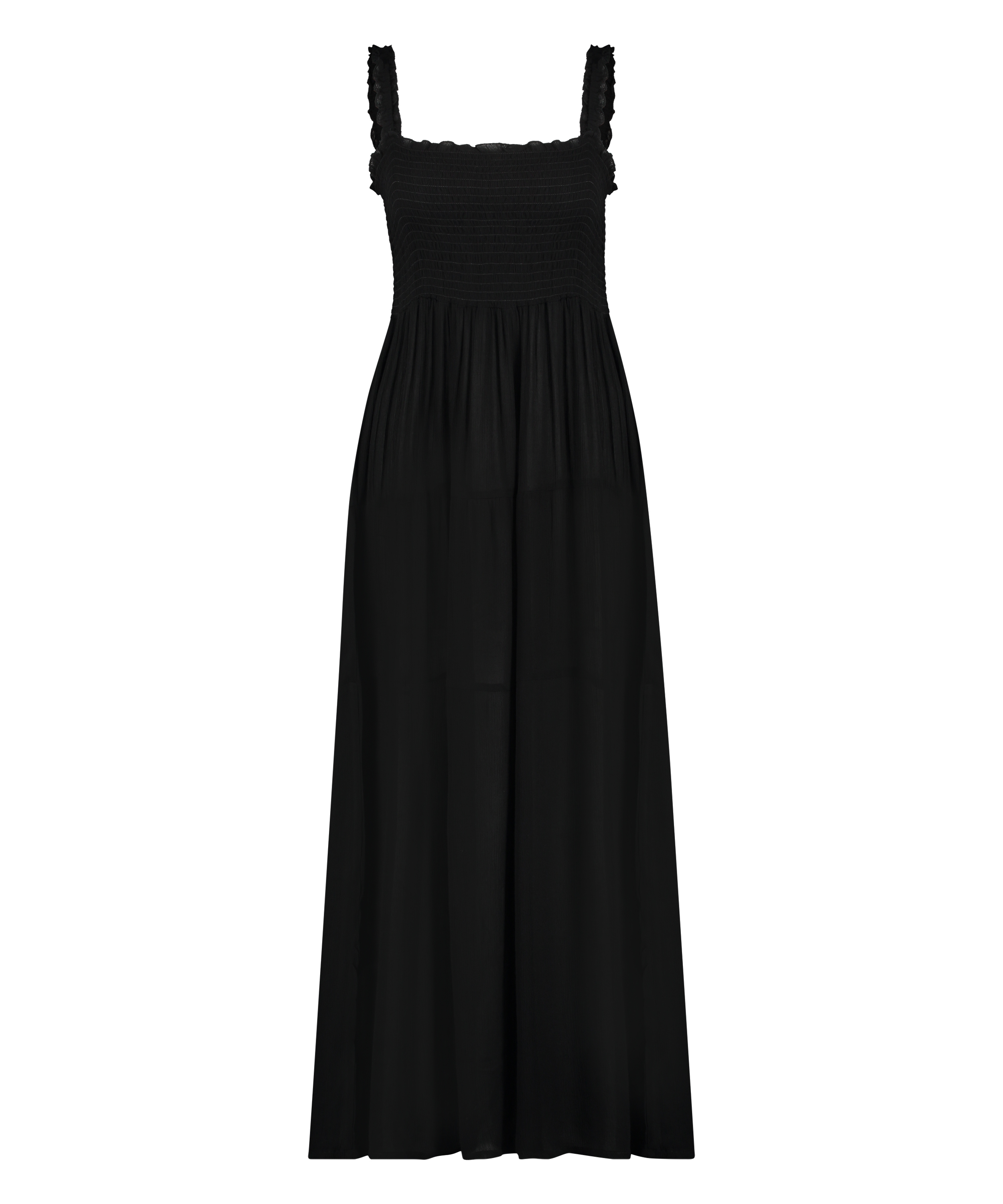 Smocked maxi dress, Black, main