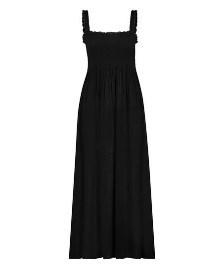 Smocked maxi dress, Black