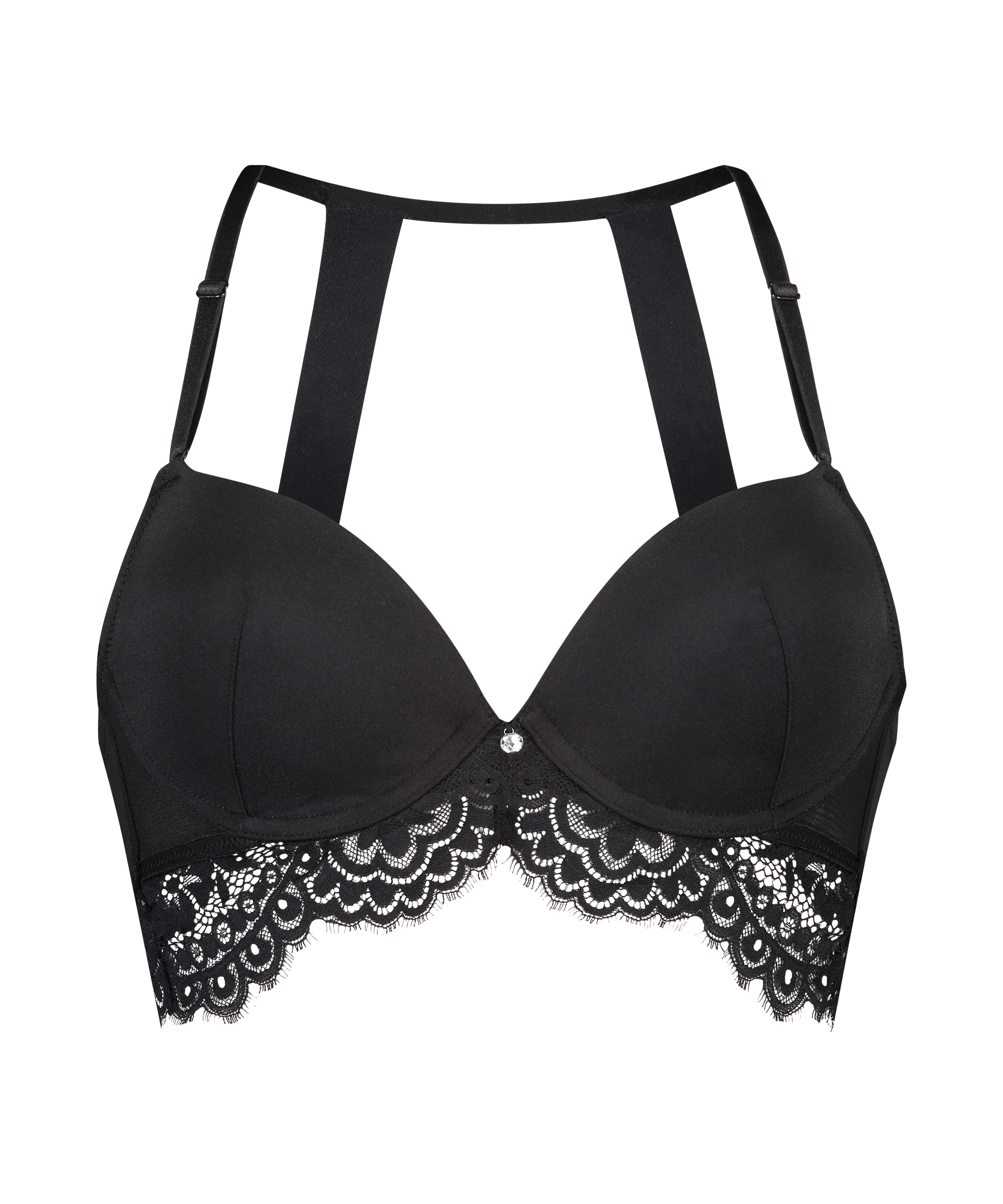 Grace Padded Longline Underwired Bra, Black, main