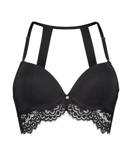 Grace Padded Longline Underwired Bra, Black