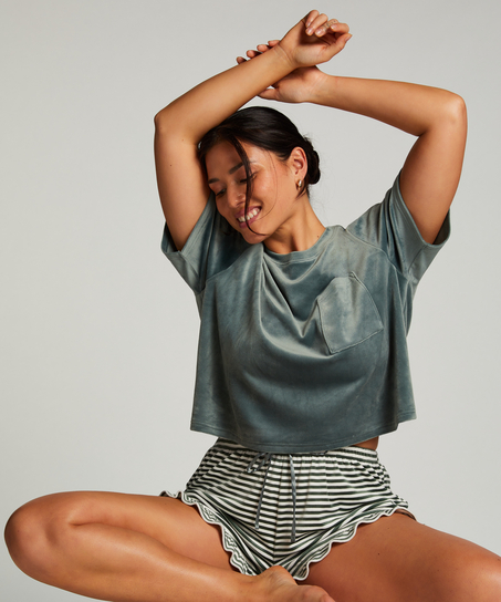 Velours Ruffle Shorts, Green