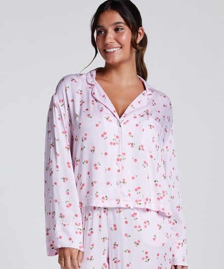 Satin Long-Sleeved Jacket, Pink