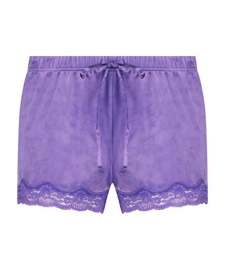 Velvet lace shorts, Purple