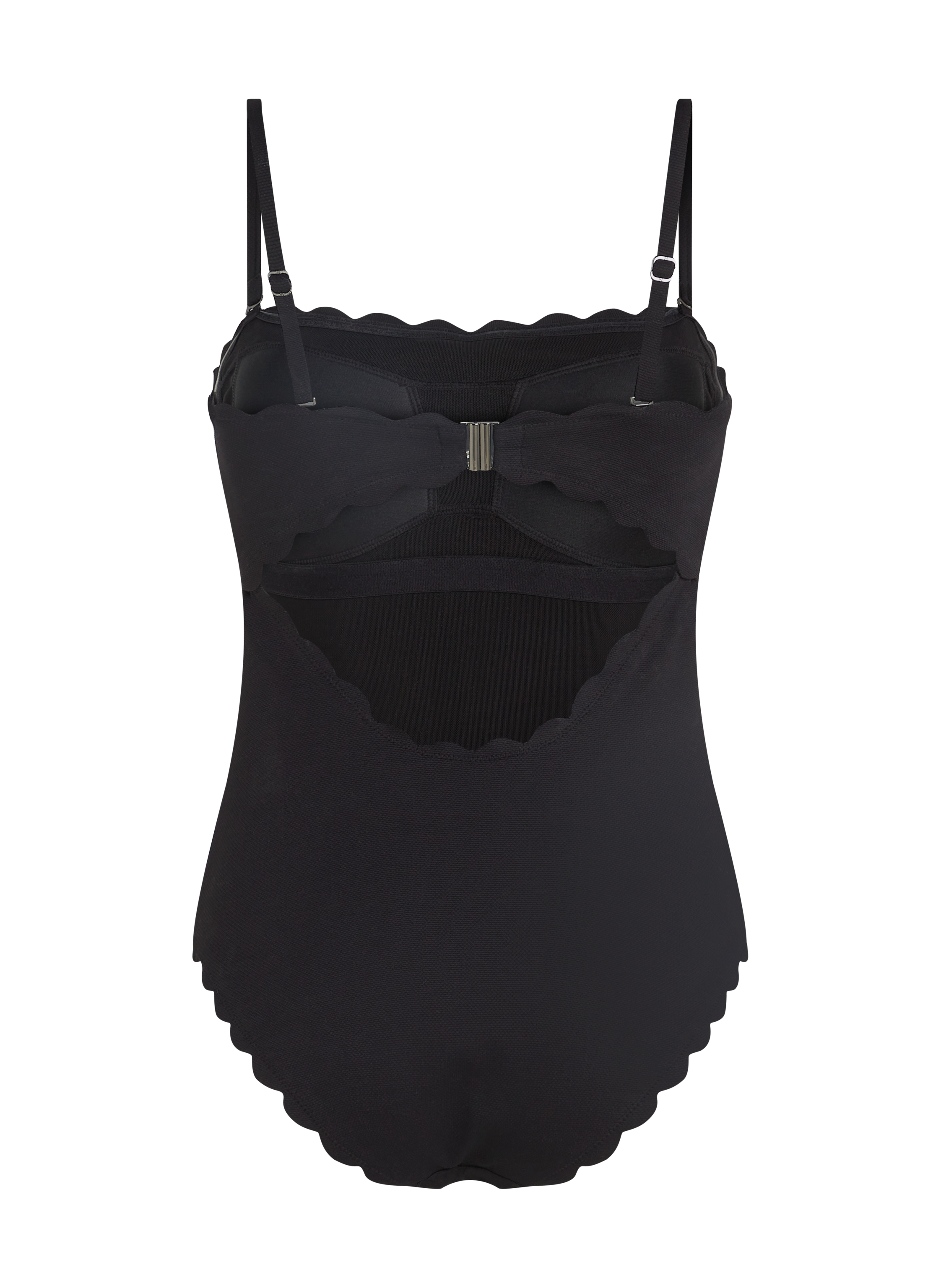 Bandeau Scallop Swimsuit, Black, main