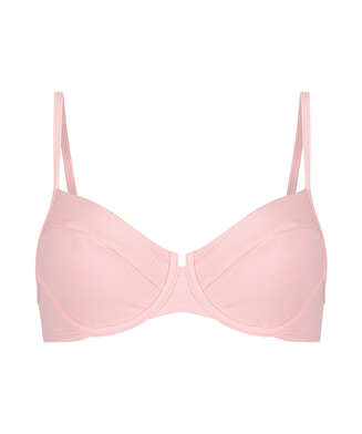 Texture non-padded underwired bikini top, Pink