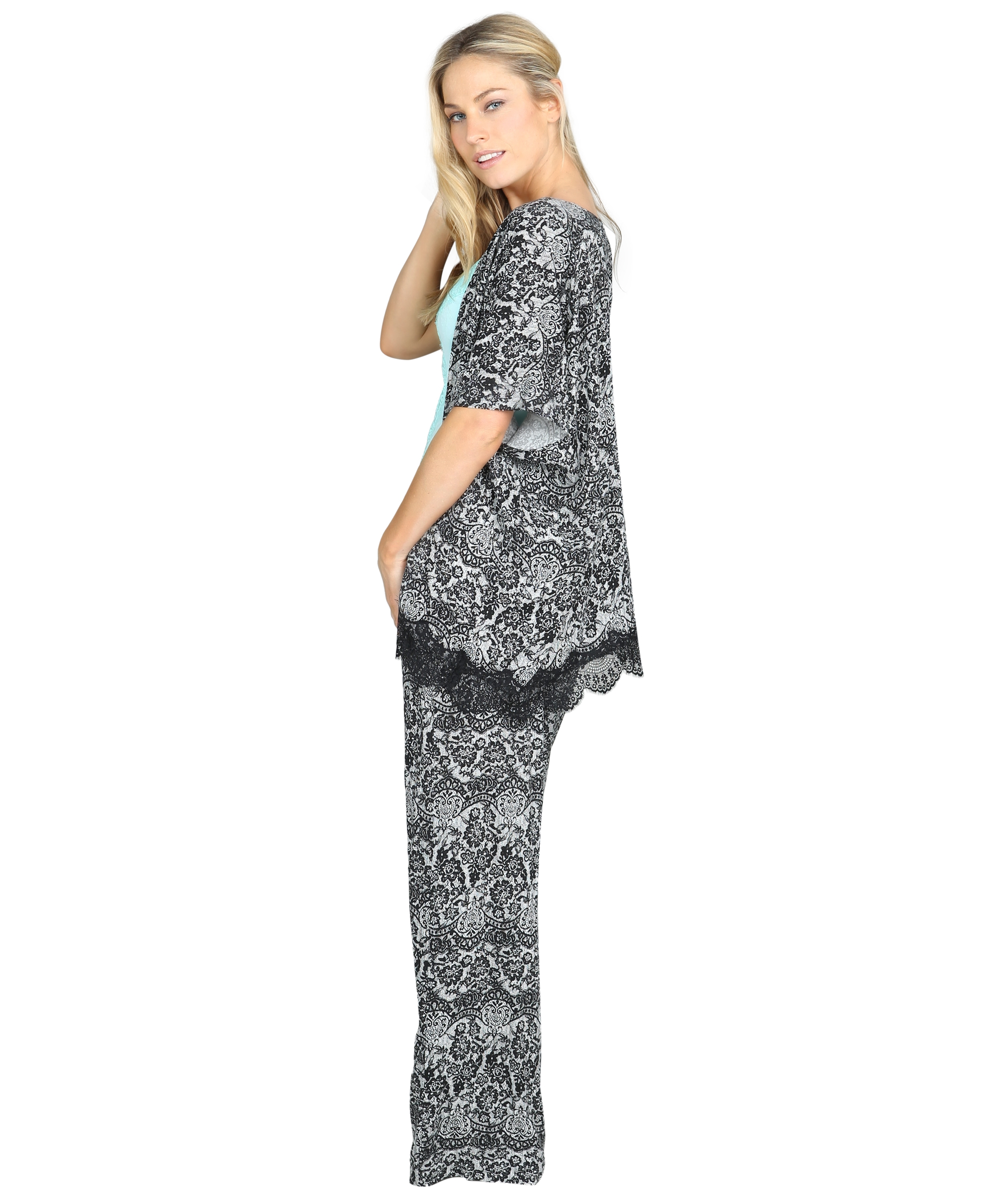 Pyjama pants Macy lace print, Black, main