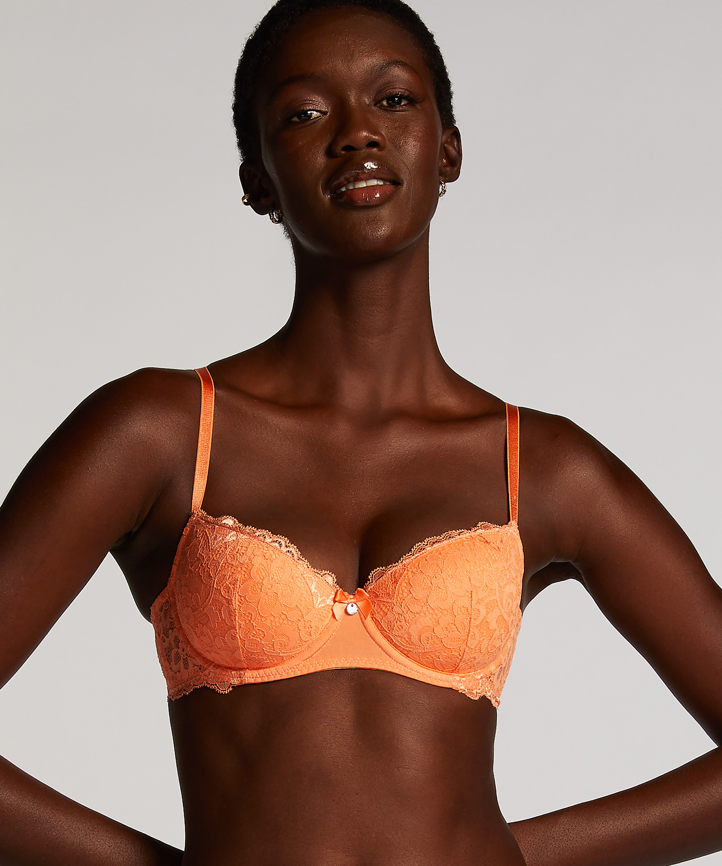 Marine Padded Underwired Bra, Orange, main