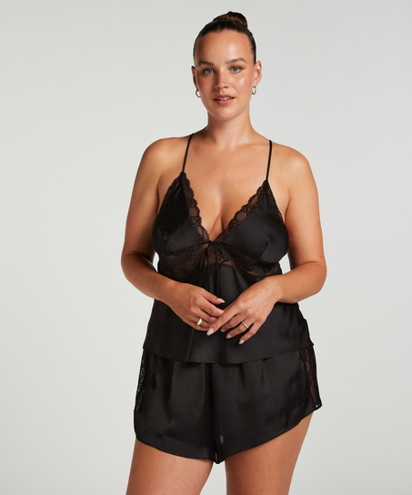 Satin Marcela Cami Top, Black