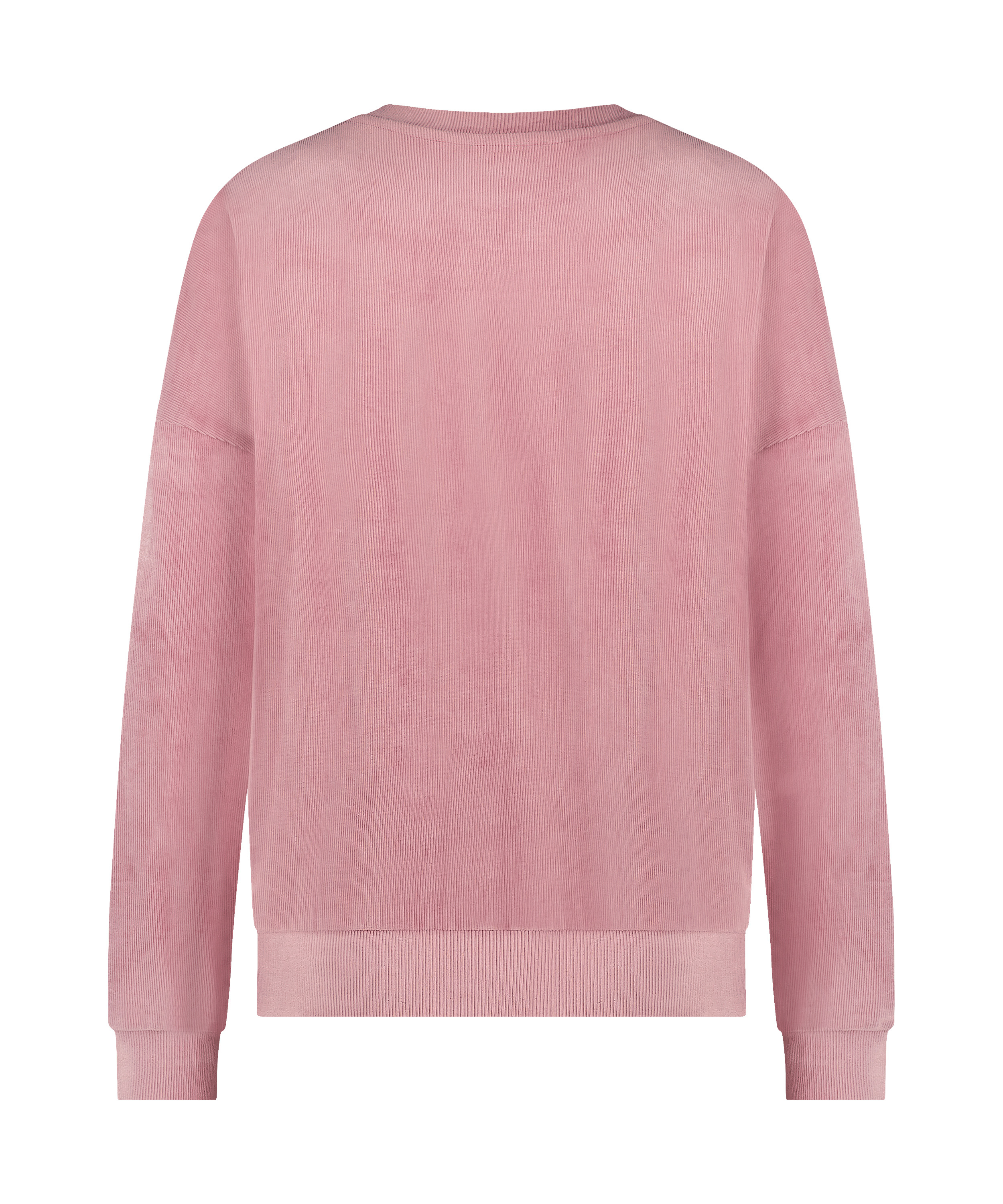 Velour rib top with long sleeves, Pink, main