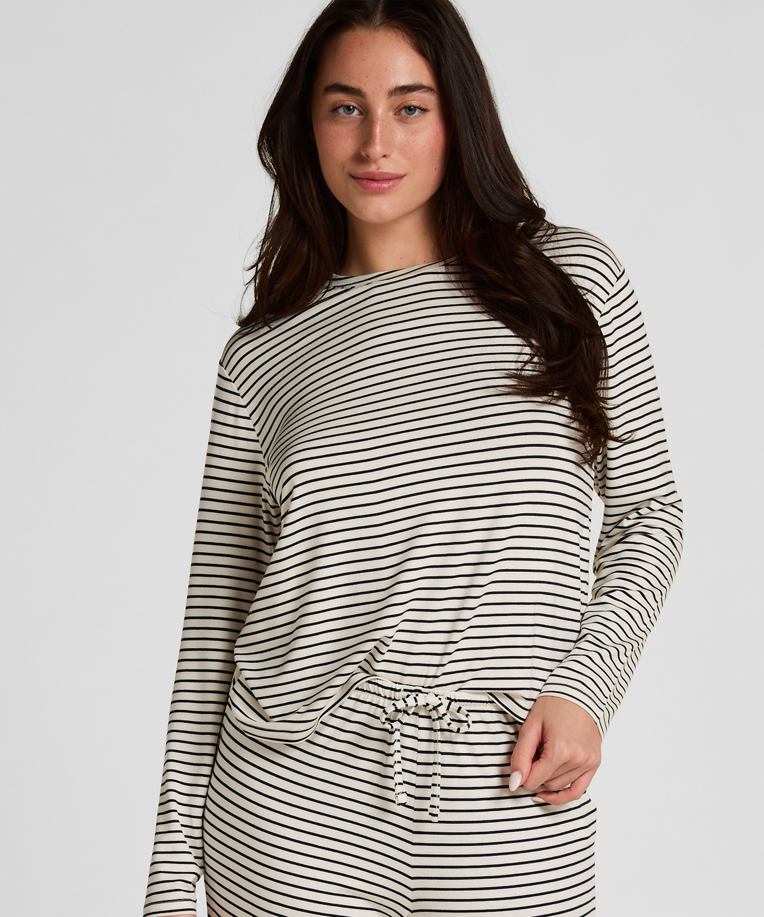 Pyjama Top Loose Jersey, White, main