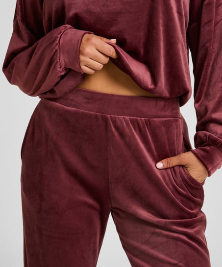 Velours Pyjama Pants, Red
