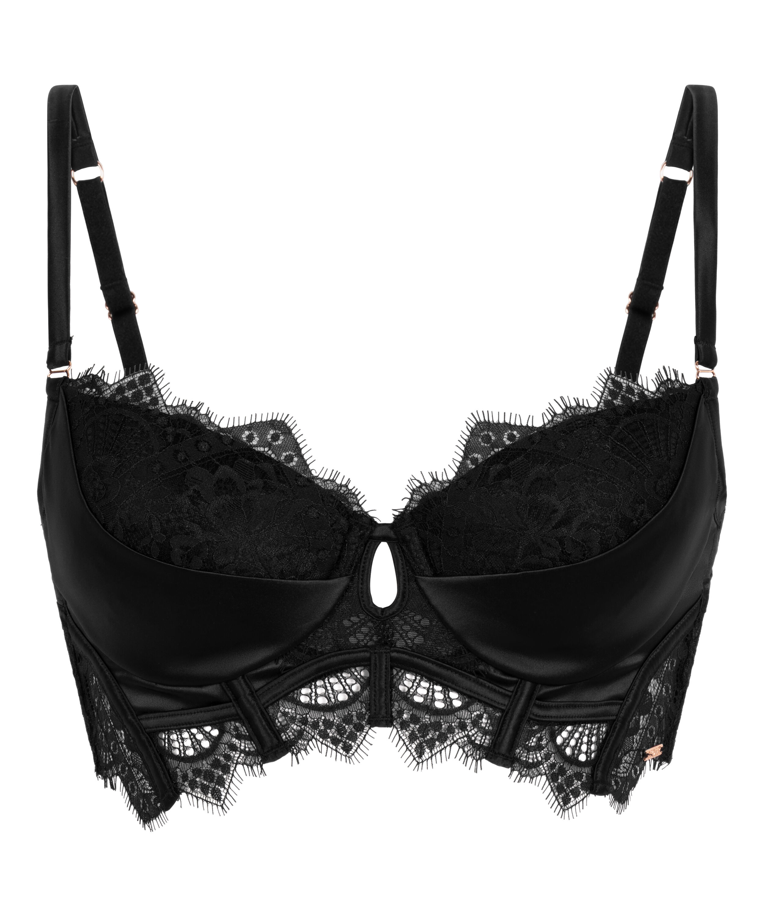 Zoe Padded Longline Underwired Bra, Black