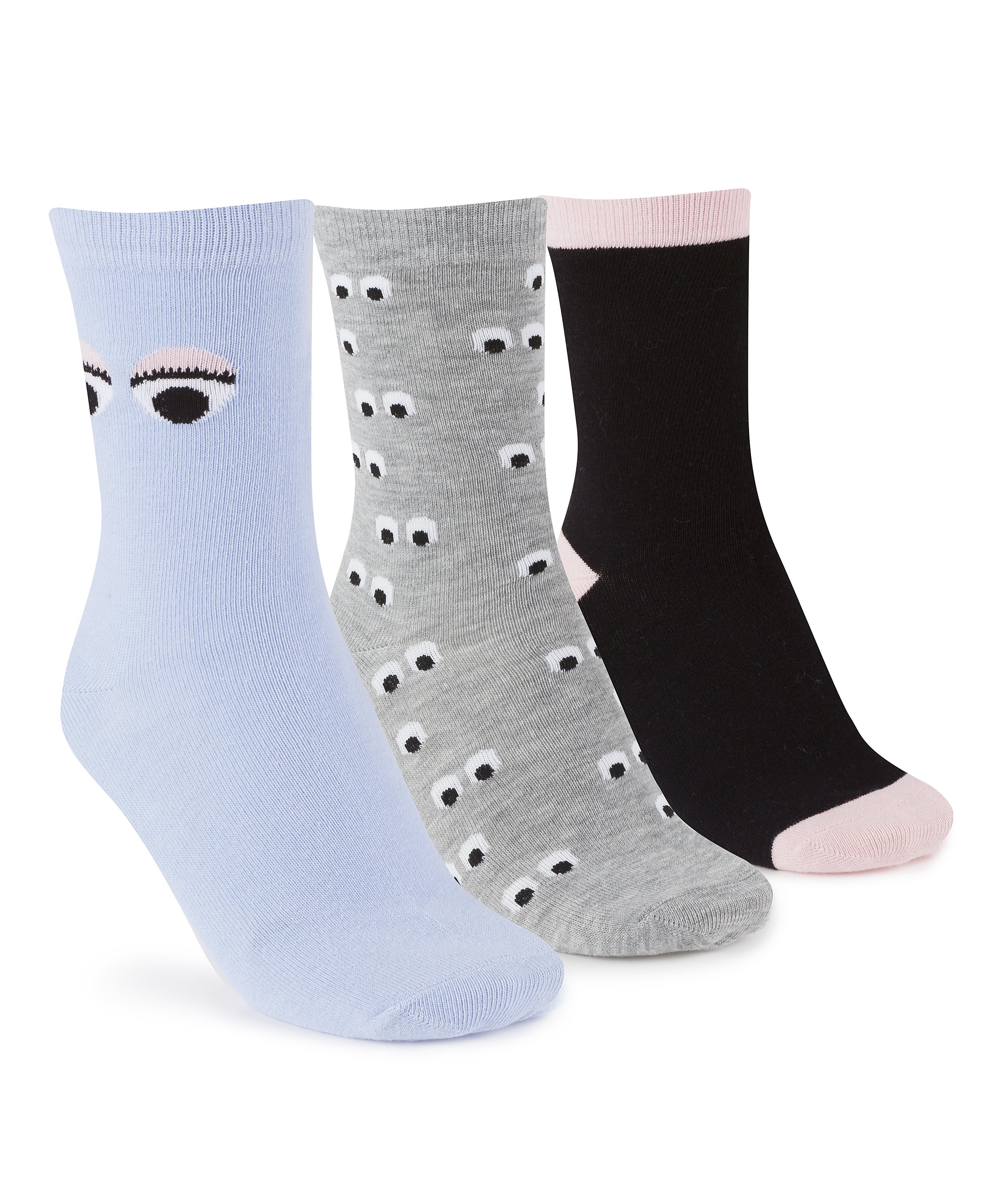 3 pairs of cotton socks, Blue, main