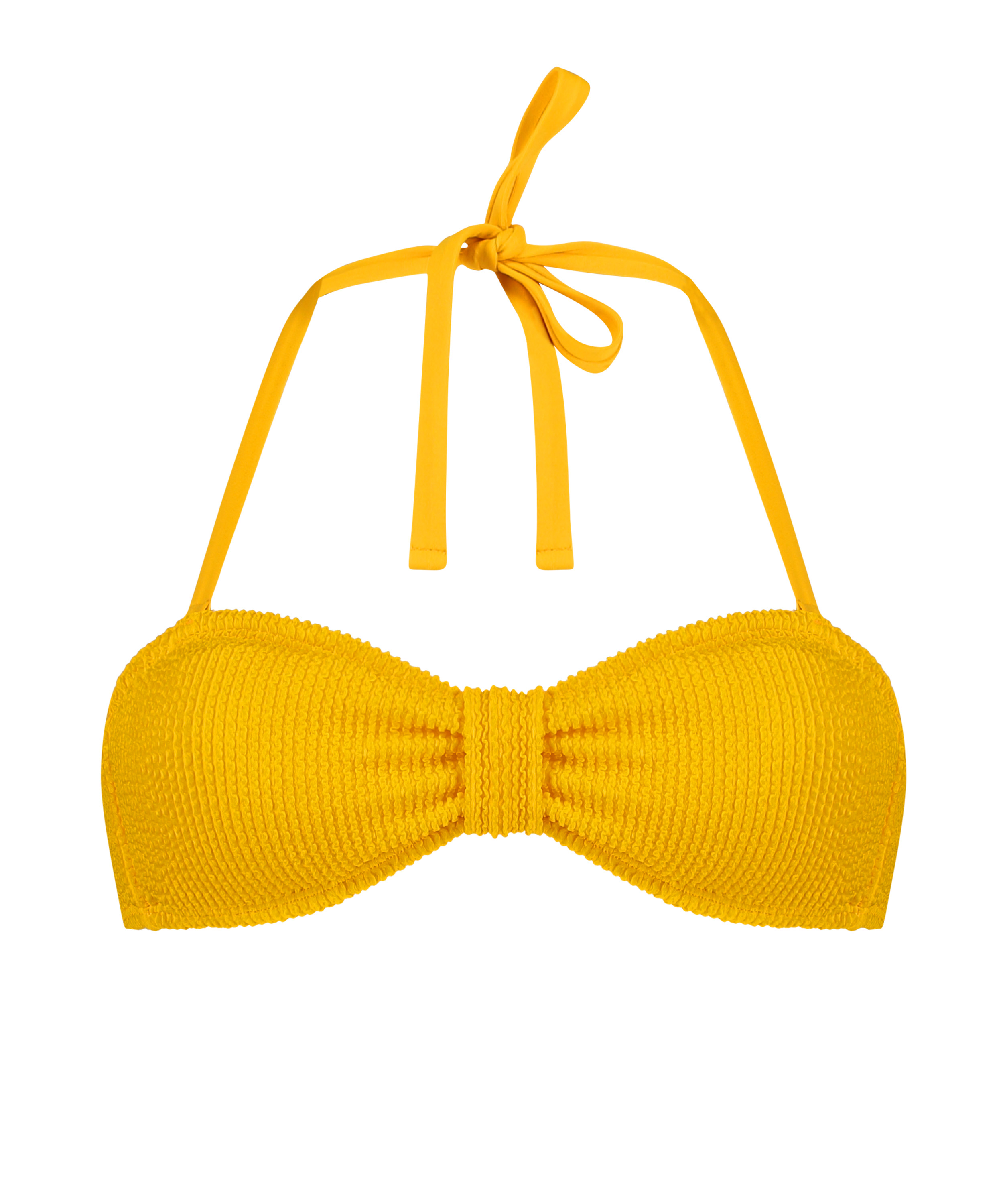 Crinkle Bandeau Bikini Top, Yellow, main