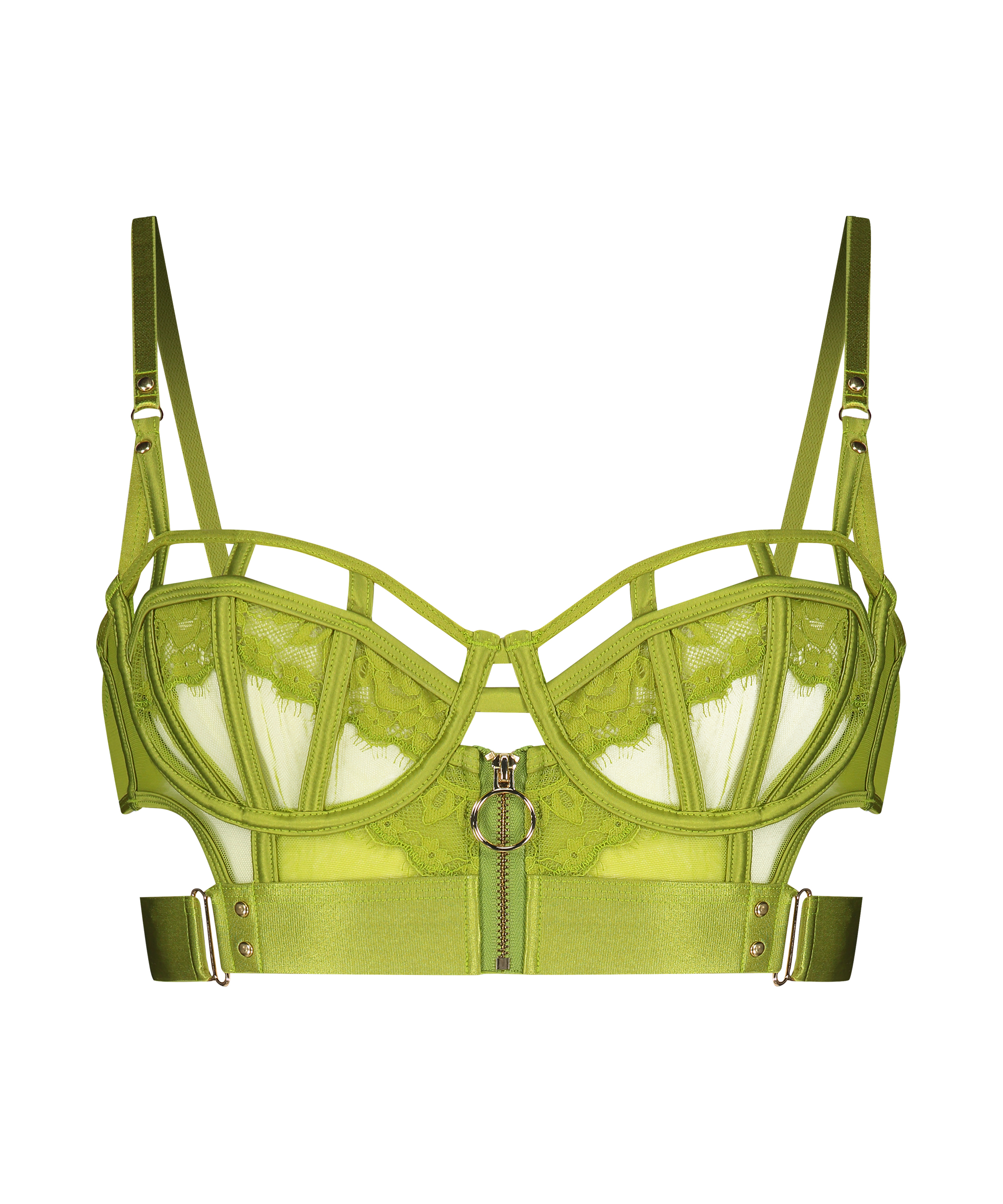 Sable Non-Padded Longline Underwired Bra, Green, main