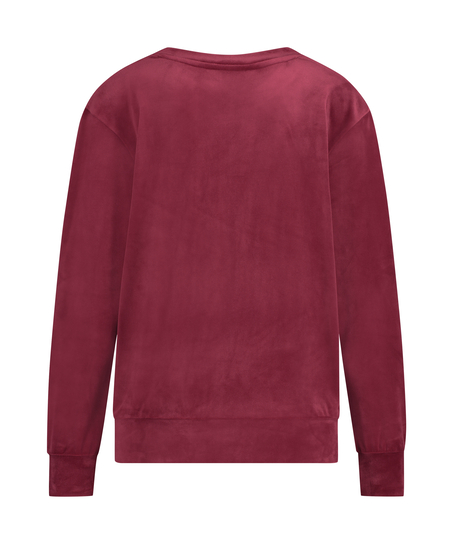 Long-sleeved Velours top, Red