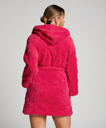Short Fleece Bathrobe, Pink