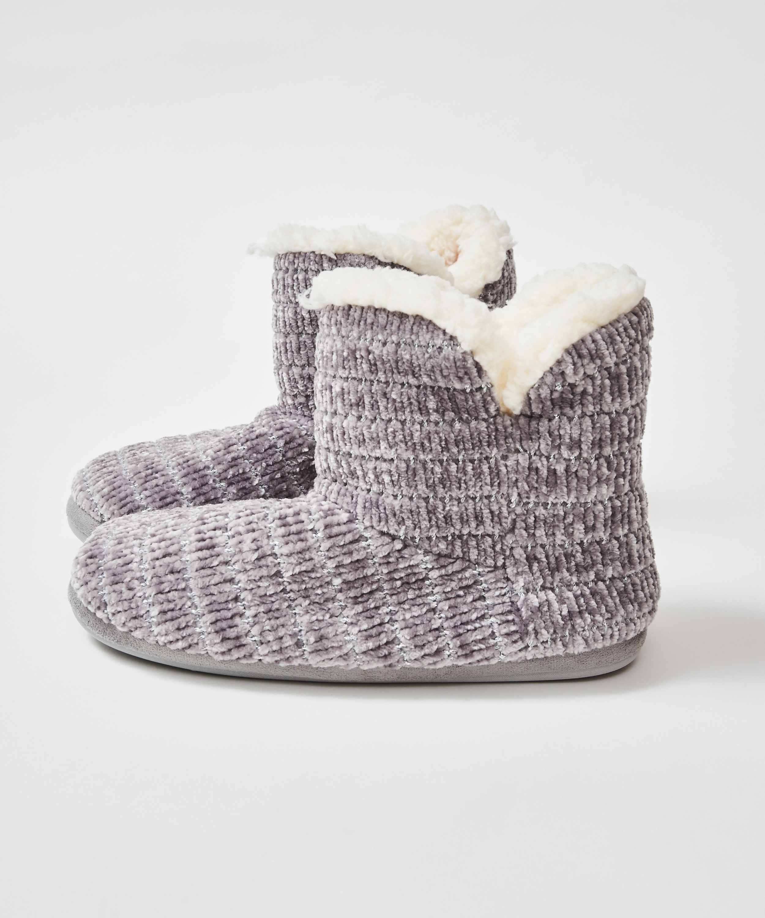 Chenille slippers, Gray, main