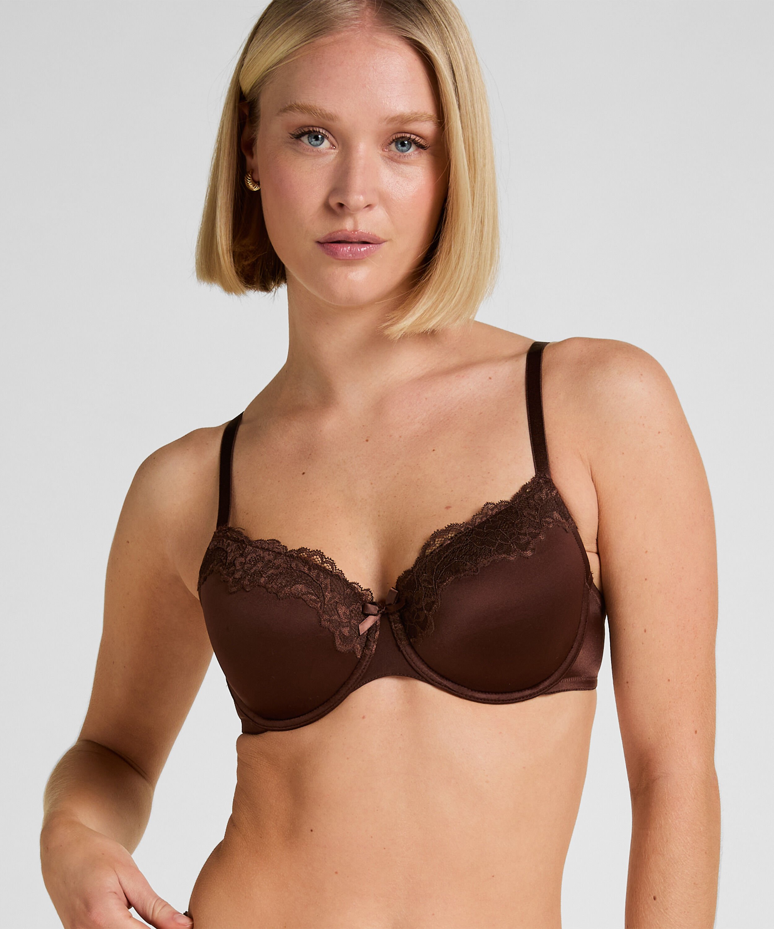 Lace & Shine Padded Underwired Bra, Brown