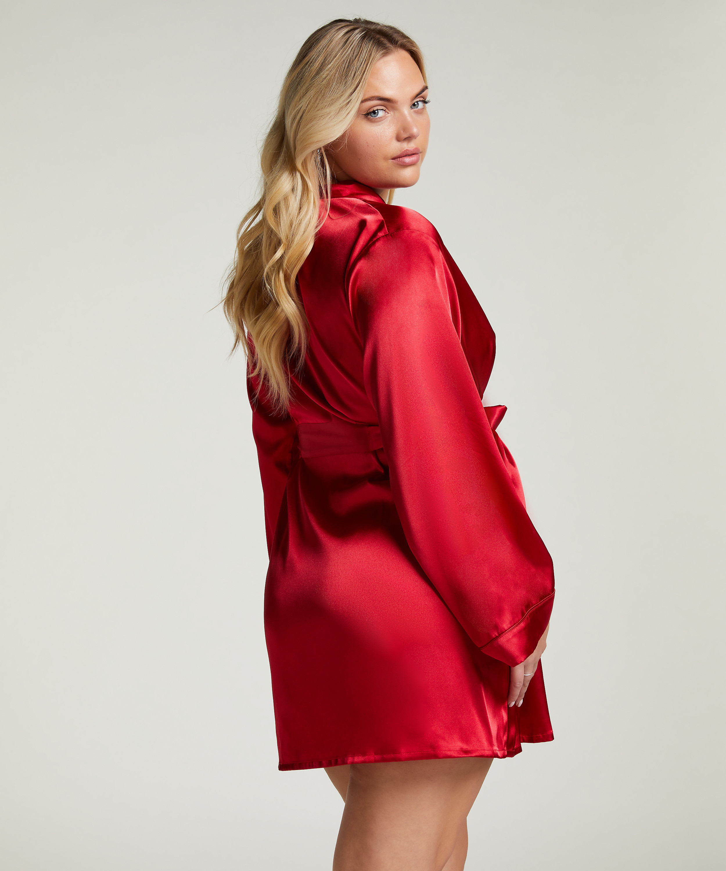 Satin Kimono, Red, main