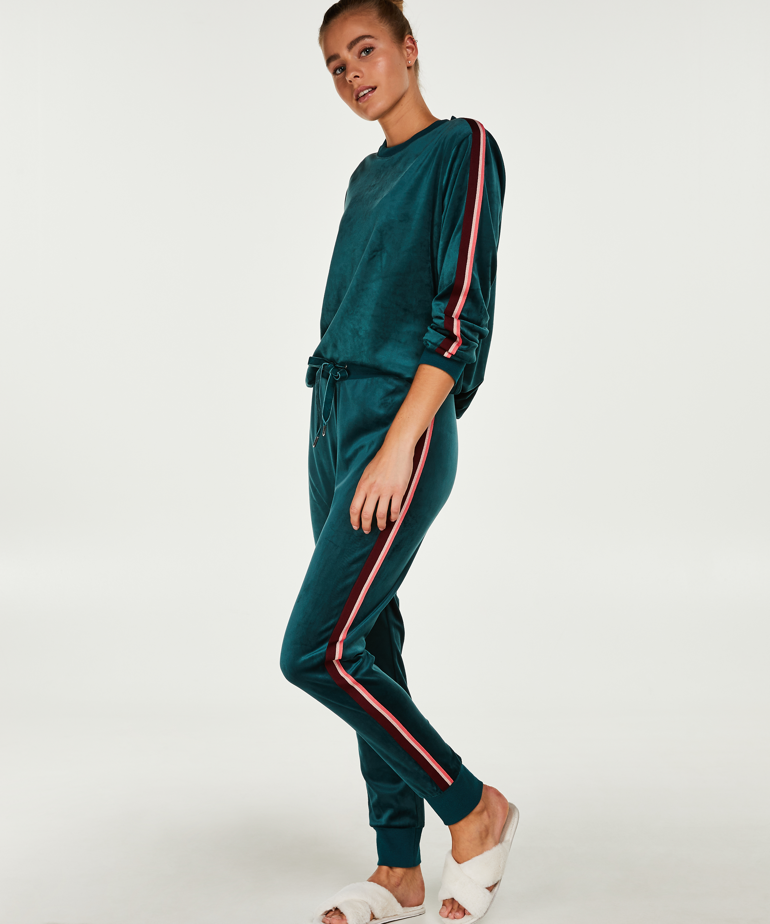 Striped Velvet Top, Green, main