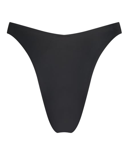 Luxe High-Leg Bikini Bottoms, Black