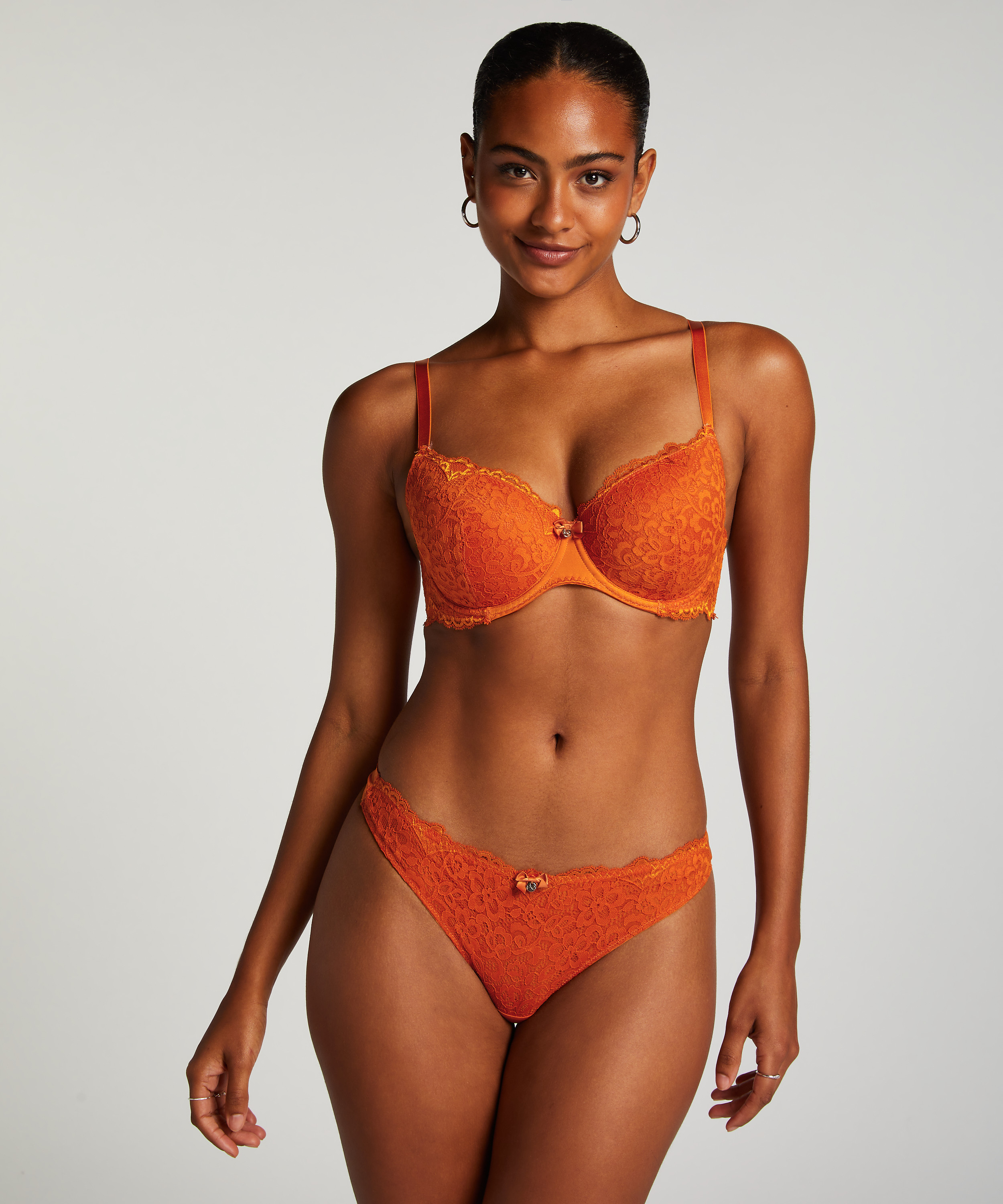 Marine Padded Underwired Bra, Orange, main